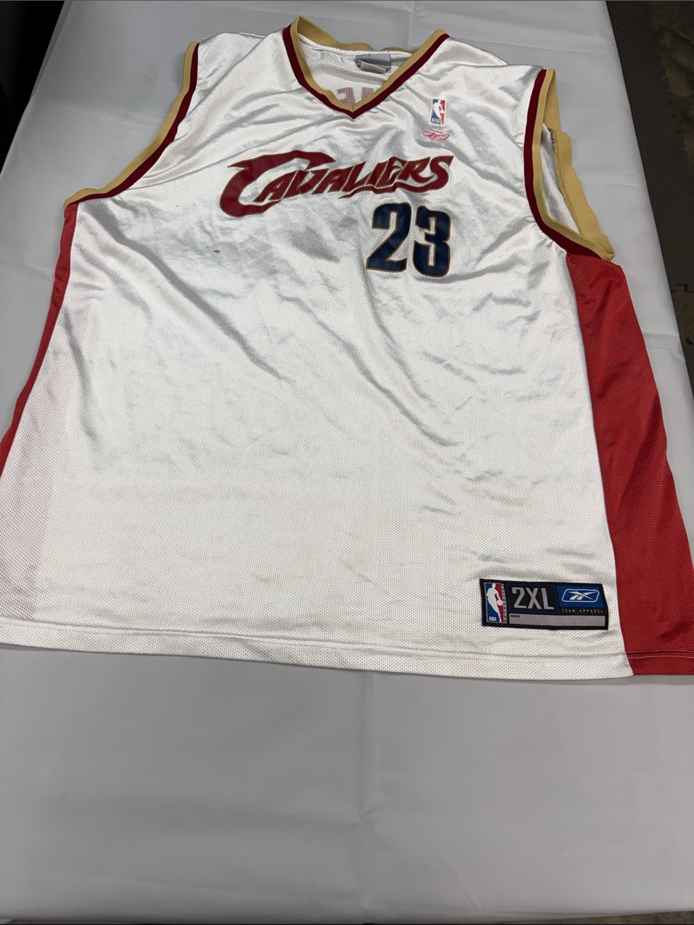 Reebok Cleveland Cavaliers #23 White Red Gold Basketball Jersey